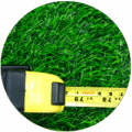 Measuring tape on top of green sod - Sod Calculator